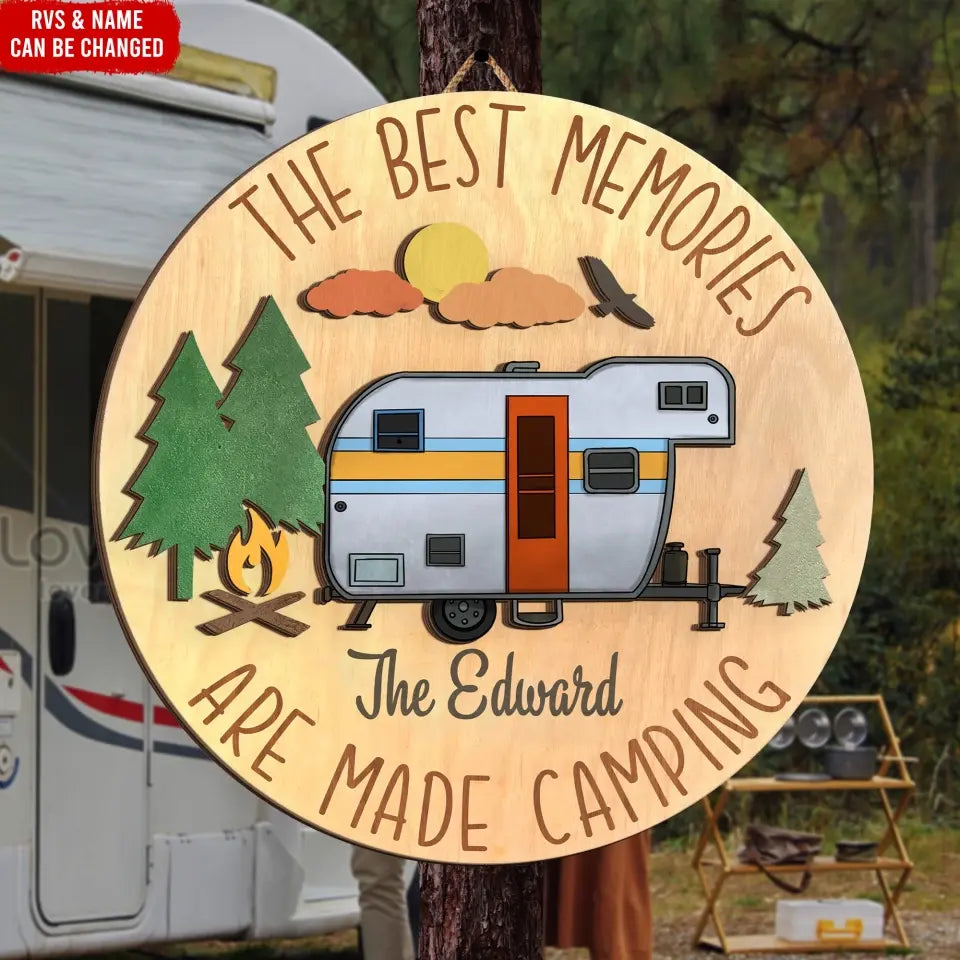 The Best Memories Are Made Camping - Personalized 2 Layer Wood Sign, Camping Gift - DS40AN