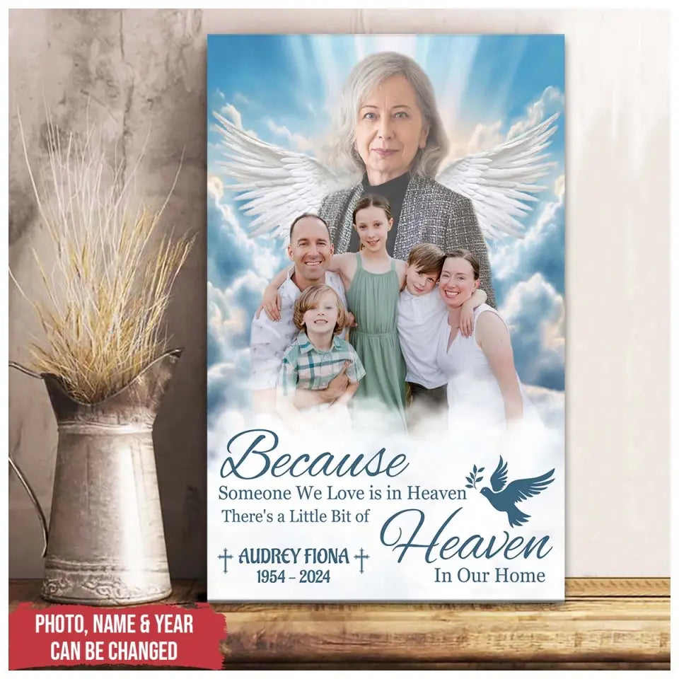 There's A Little Bit Of Heaven In Our Home - Personalized Canvas - CA18TL