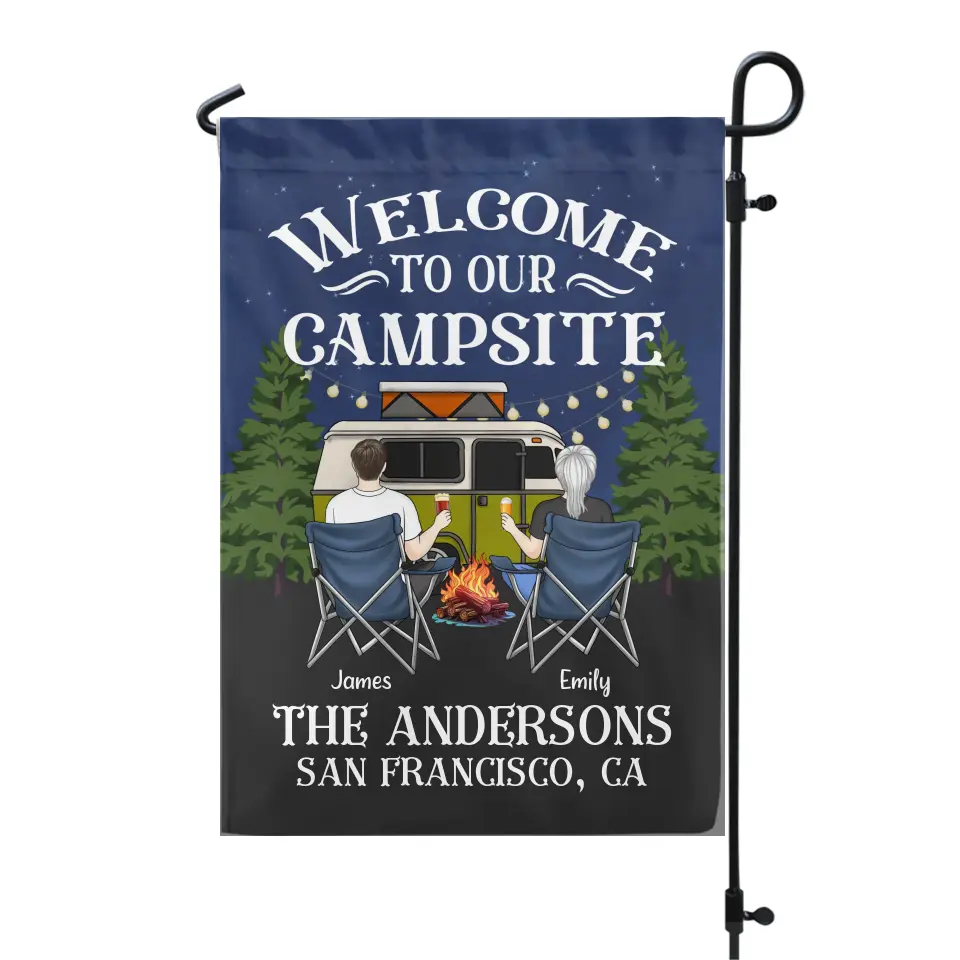 Welcome To Our Campsite - Personalized Garden Flag, Gift For Camping Lovers - GF52AN