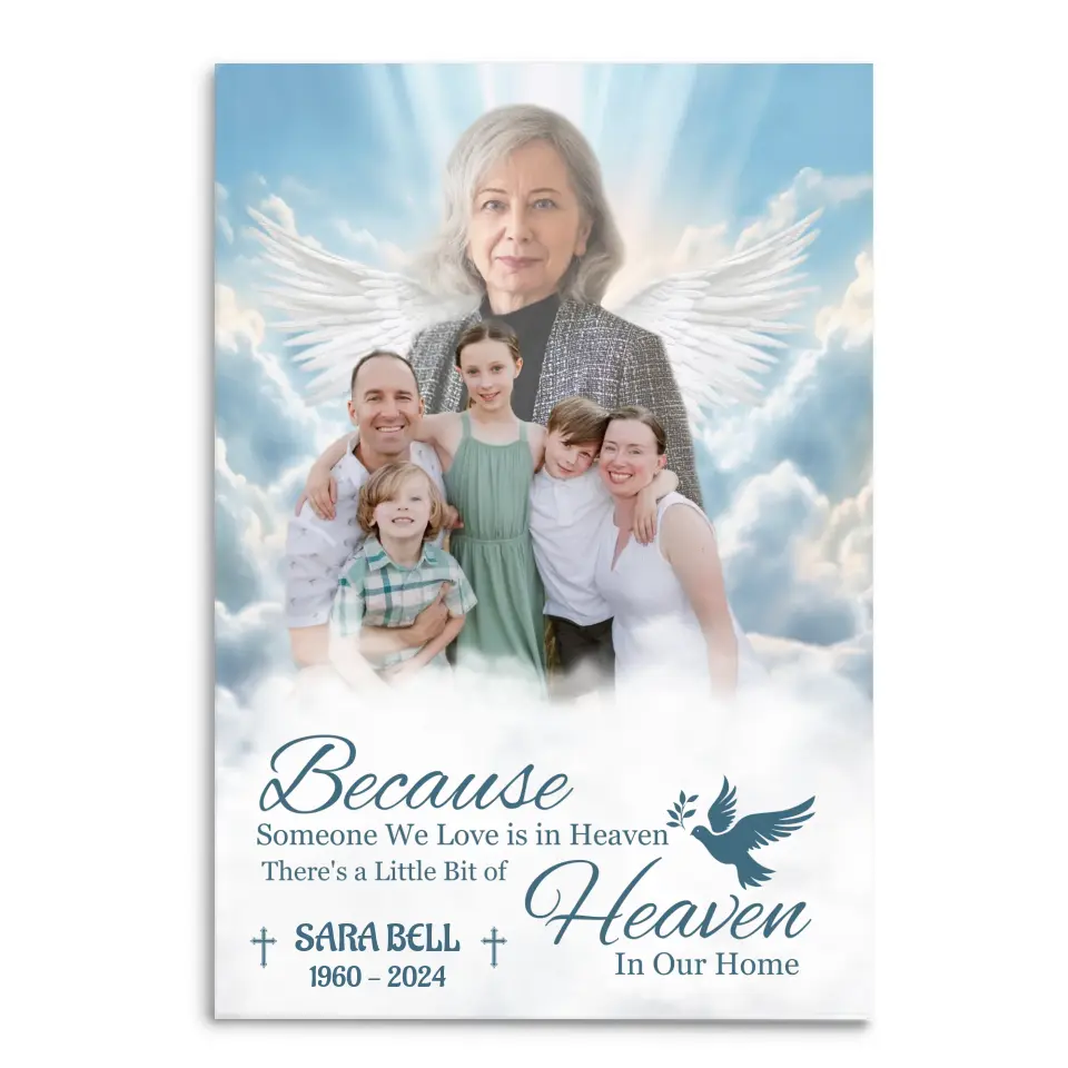 There&#39;s A Little Bit Of Heaven In Our Home - Personalized Canvas - CA18TL