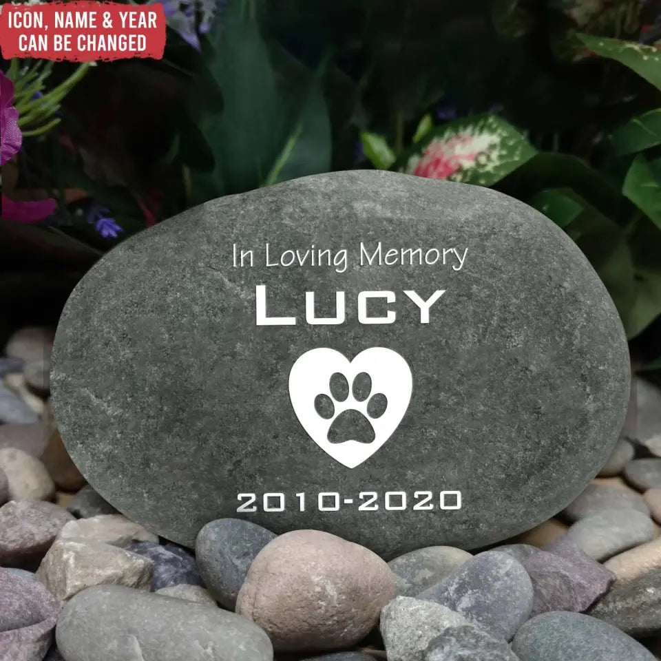 In Loving Memory Pet Loss - Personalized Stone River Rock, Memorial For Pet Lover - SRR48TL