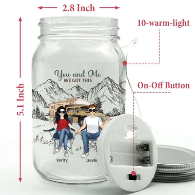 Couple Camping The Day I Met You - Personalized Mason Jar Light, Gift For Camping Couple - MJL65AN