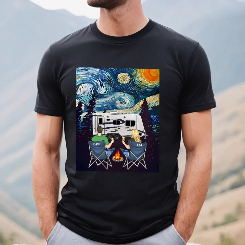 Starry Night Campfire - Personalized T-Shirt, Gift For Camping Lovers - TS67AN