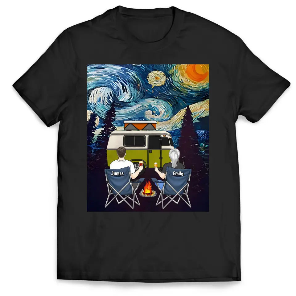 Starry Night Campfire - Personalized T-Shirt, Gift For Camping Lovers - TS67AN