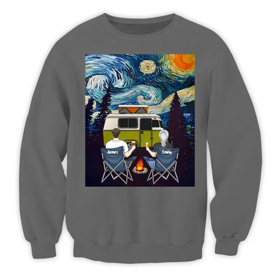Starry Night Campfire - Personalized T-Shirt, Gift For Camping Lovers - TS67AN
