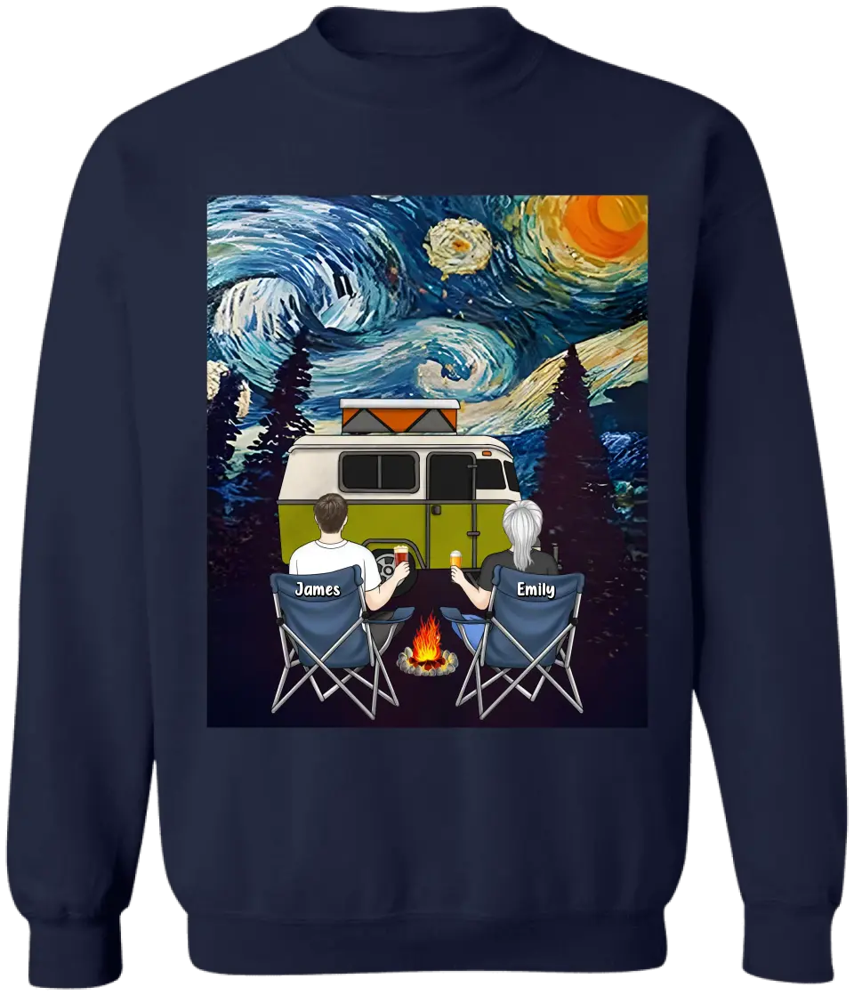 Starry Night Campfire - Personalized T-Shirt, Gift For Camping Lovers - TS67AN