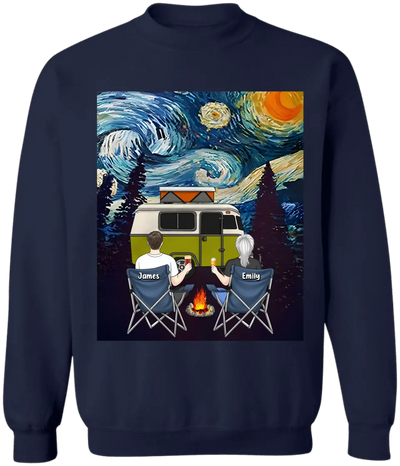 Starry Night Campfire - Personalized T-Shirt, Gift For Camping Lovers - TS67AN