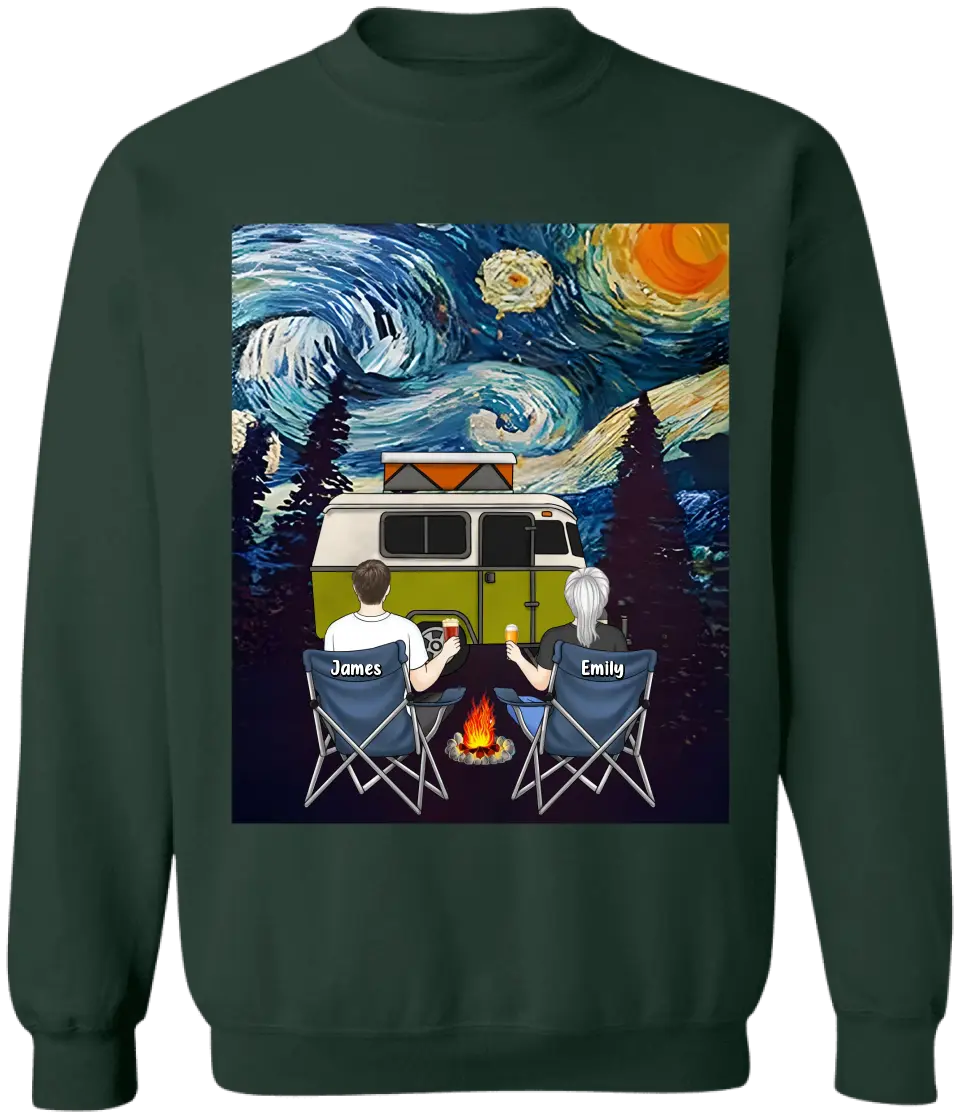Starry Night Campfire - Personalized T-Shirt, Gift For Camping Lovers - TS67AN