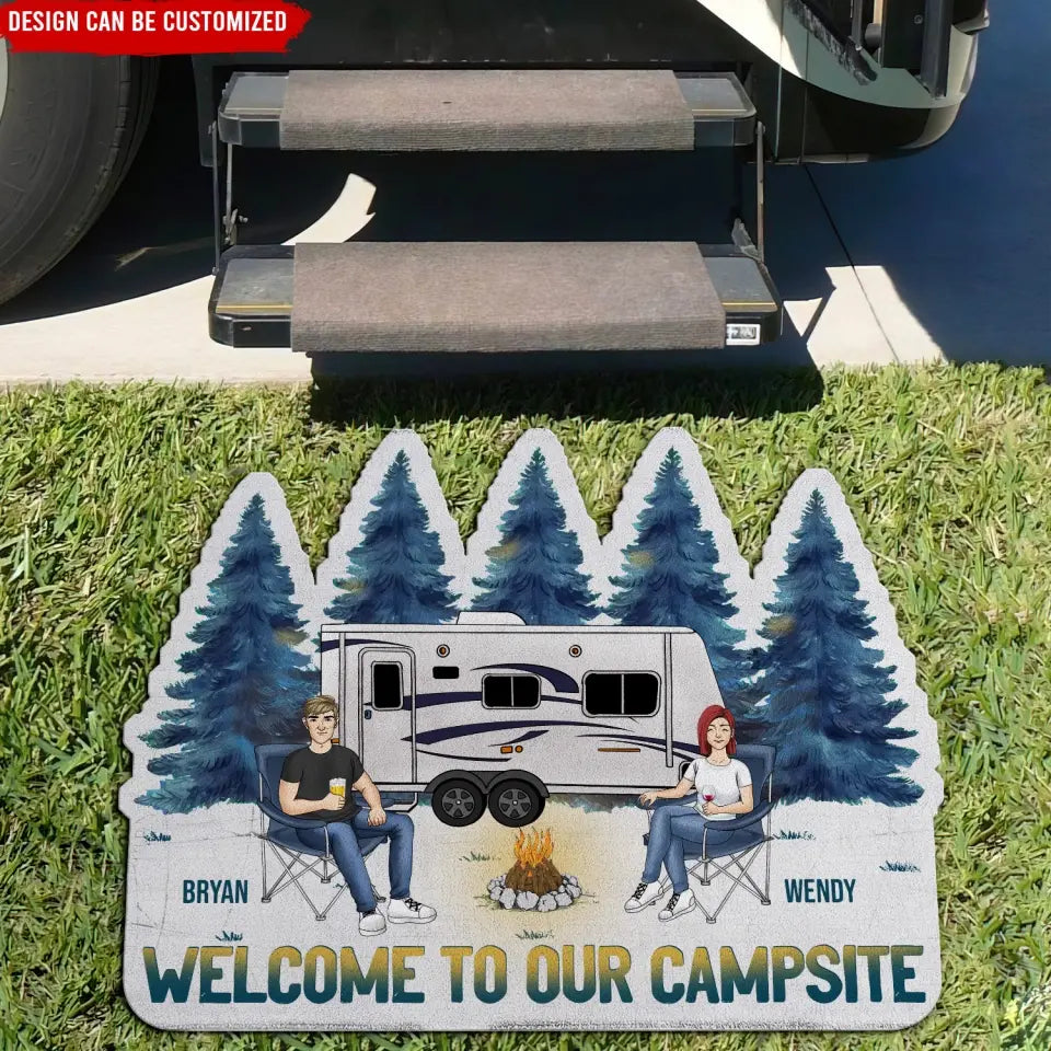 Welcome To Our Campsite - Personalized Doormat Custom Shape, Gift For Camping Lovers - DM64AN