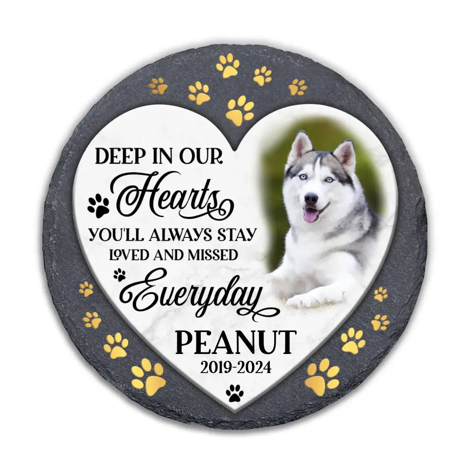 Deep In Our Hearts You&#39;ll Always Stay Loved And Missed Everyday - Personalized Stone - MS57TL