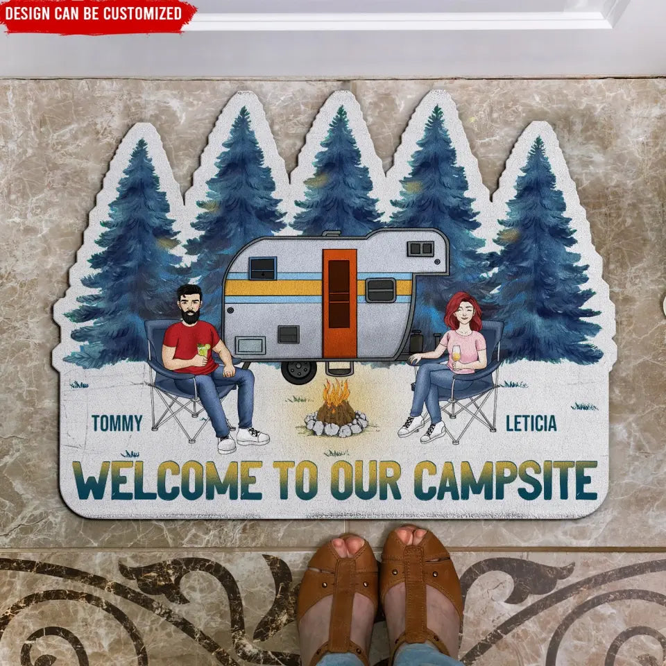 Welcome To Our Campsite - Personalized Doormat Custom Shape, Gift For Camping Lovers - DM64AN