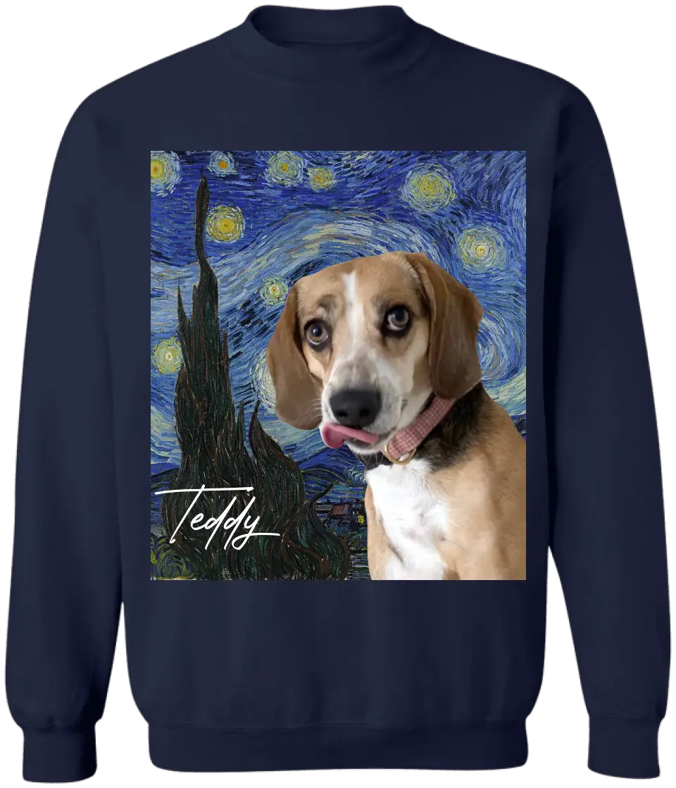 Custom Dog Starry Night Art - Personalized T-Shirt, Custom Pet Photo - TS20UP