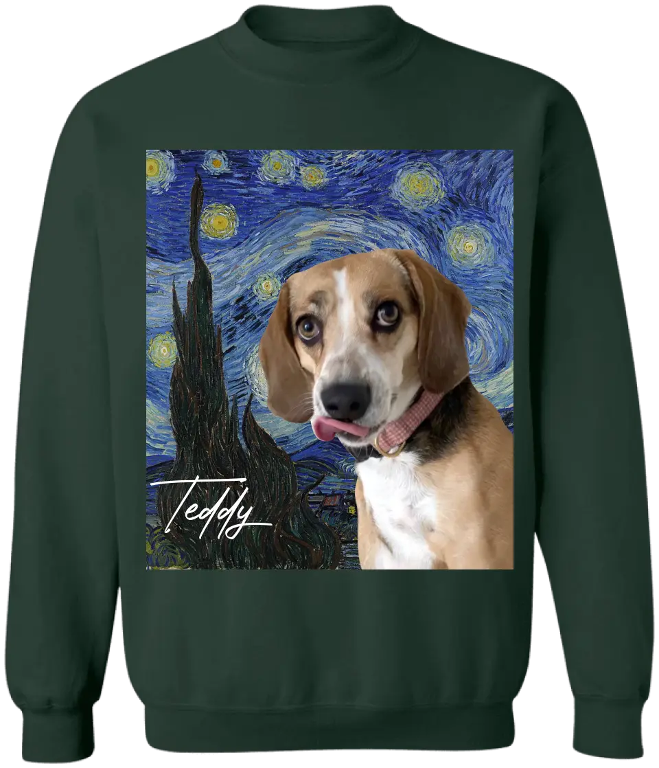 Custom Dog Starry Night Art - Personalized T-Shirt, Custom Pet Photo - TS20UP