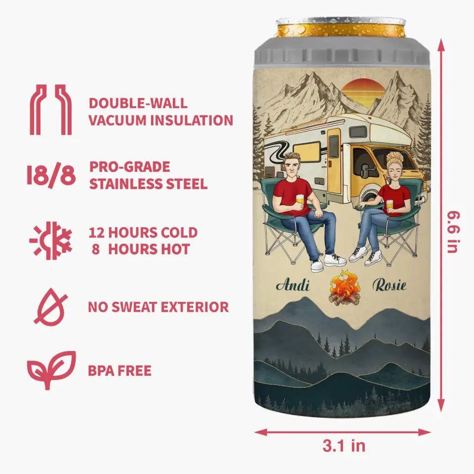 Let's Sit By The Campfire And Watch People Park Their Campers - Personalized Can Cooler, Gift For Camping Lovers - CCL63AN
