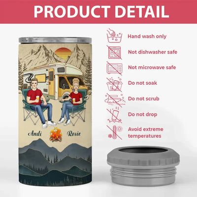 Let's Sit By The Campfire And Watch People Park Their Campers - Personalized Can Cooler, Gift For Camping Lovers - CCL63AN