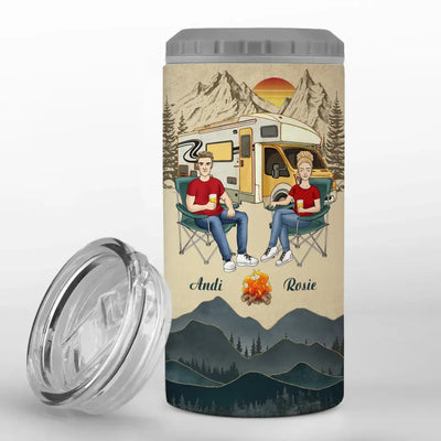 Let's Sit By The Campfire And Watch People Park Their Campers - Personalized Can Cooler, Gift For Camping Lovers - CCL63AN