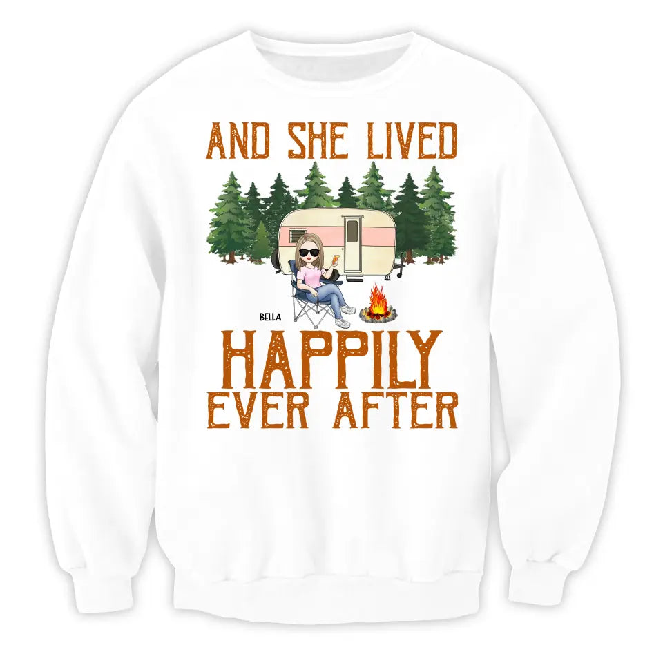 And She Lived Happily Ever After - Personalized T-Shirt, Gift For Camping Lovers - TS78AN