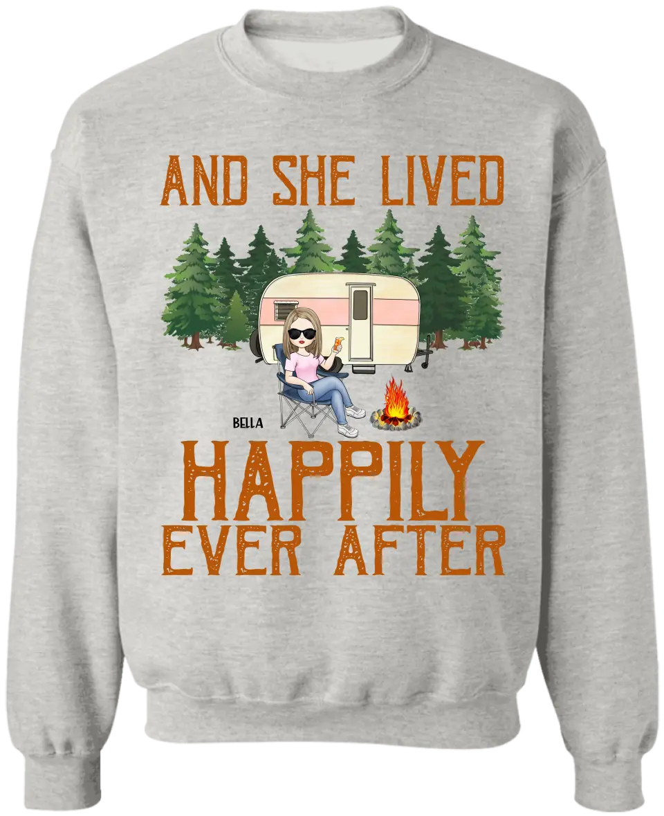 And She Lived Happily Ever After - Personalized T-Shirt, Gift For Camping Lovers - TS78AN