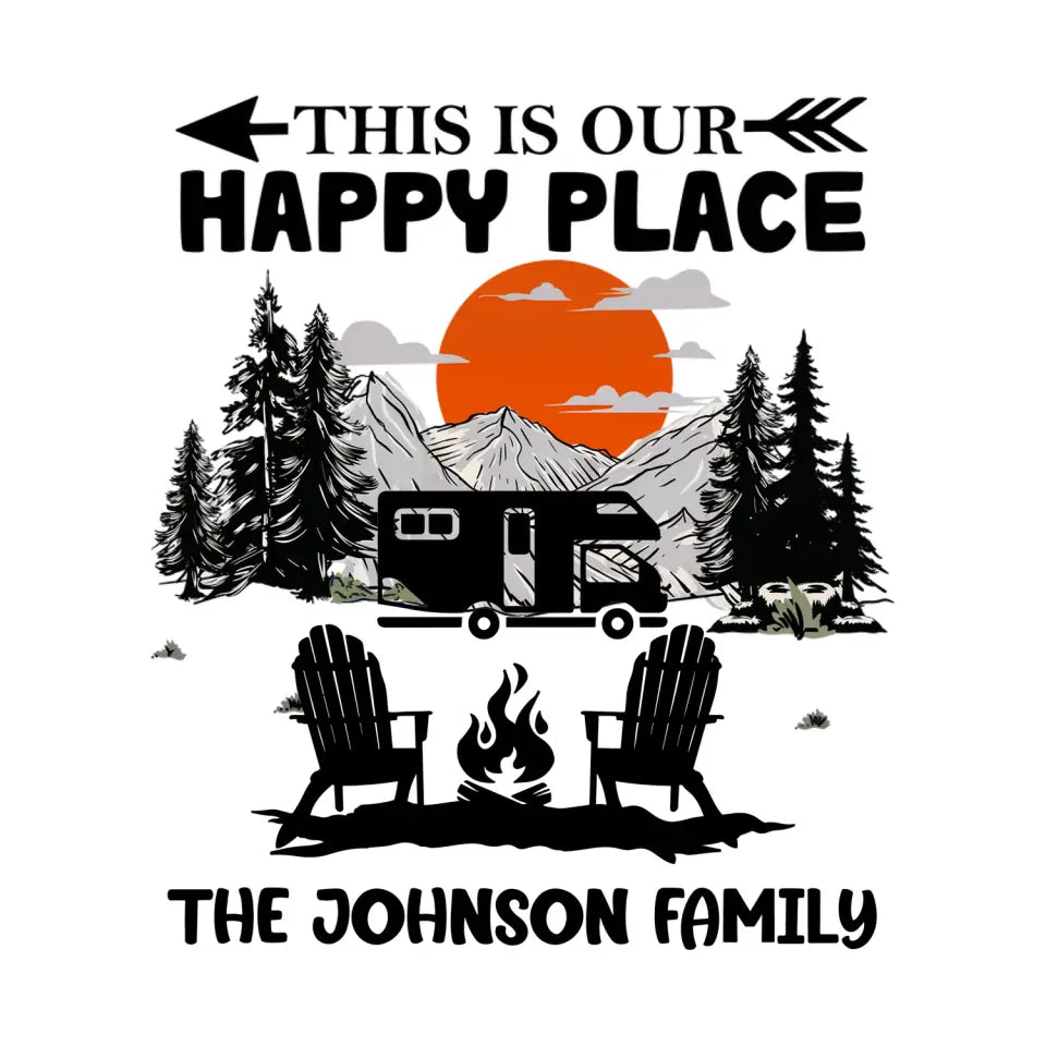 This Is Our Happy Place - Personalized Decal, Gift For Camping Lovers, RVs Decor - PCD83AN