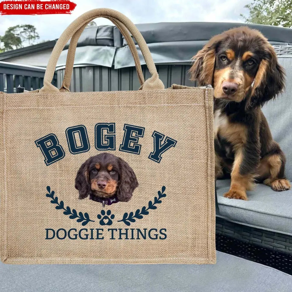 Doggy Stuff, Dog Park Bag - Personalized Jute Tote Bag, Gift for Dog Lover - JTB25UP