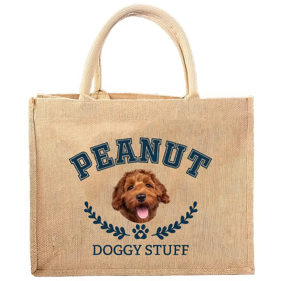 Doggy Stuff, Dog Park Bag - Personalized Jute Tote Bag, Gift for Dog Lover - JTB25UP