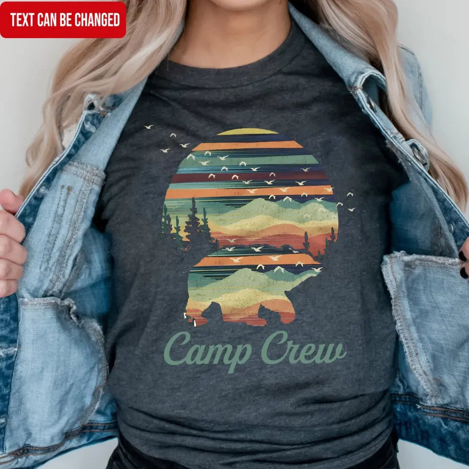 Camping Bear And Mountain Retro - Personalized T-Shirt, Gift For Camping Lovers - TS92AN