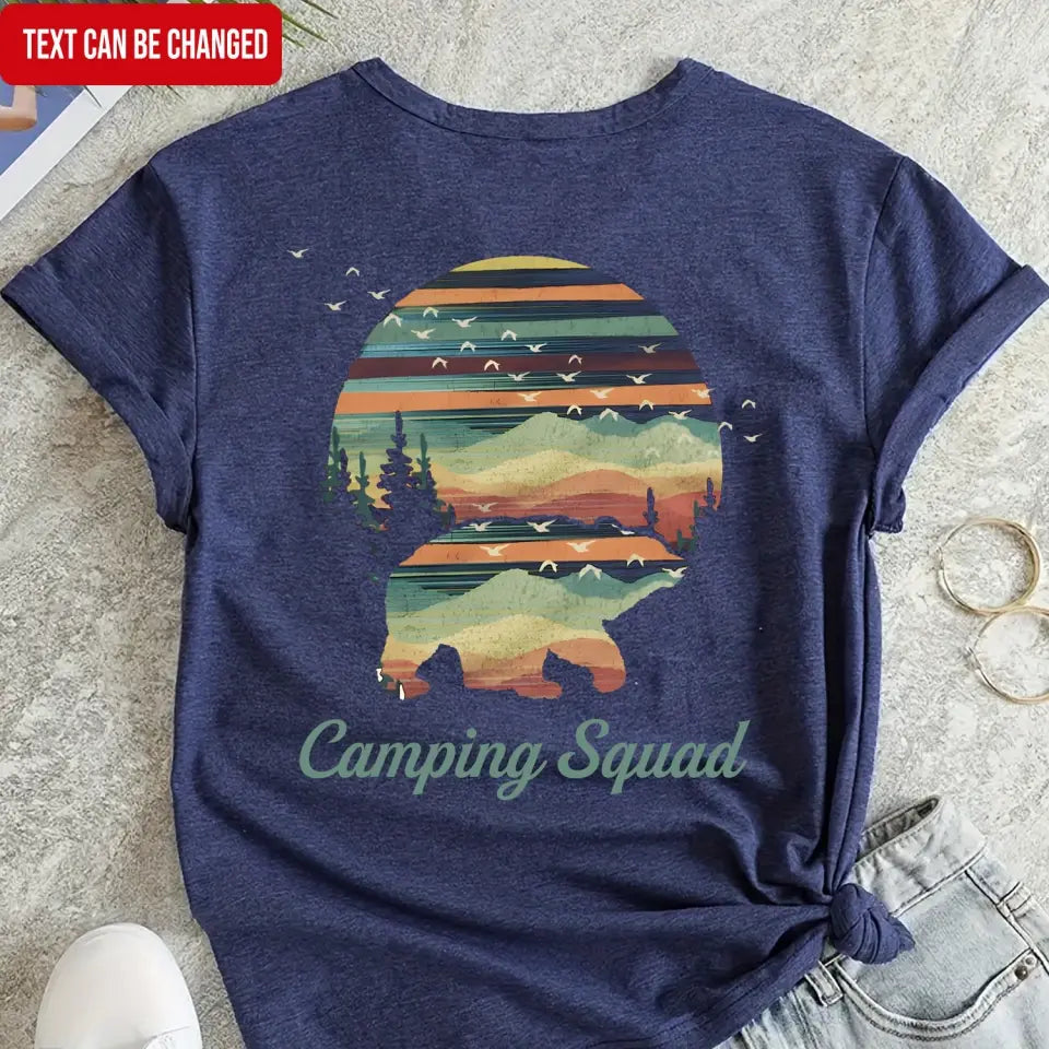 Camping Bear And Mountain Retro - Personalized T-Shirt, Gift For Camping Lovers - TS92AN