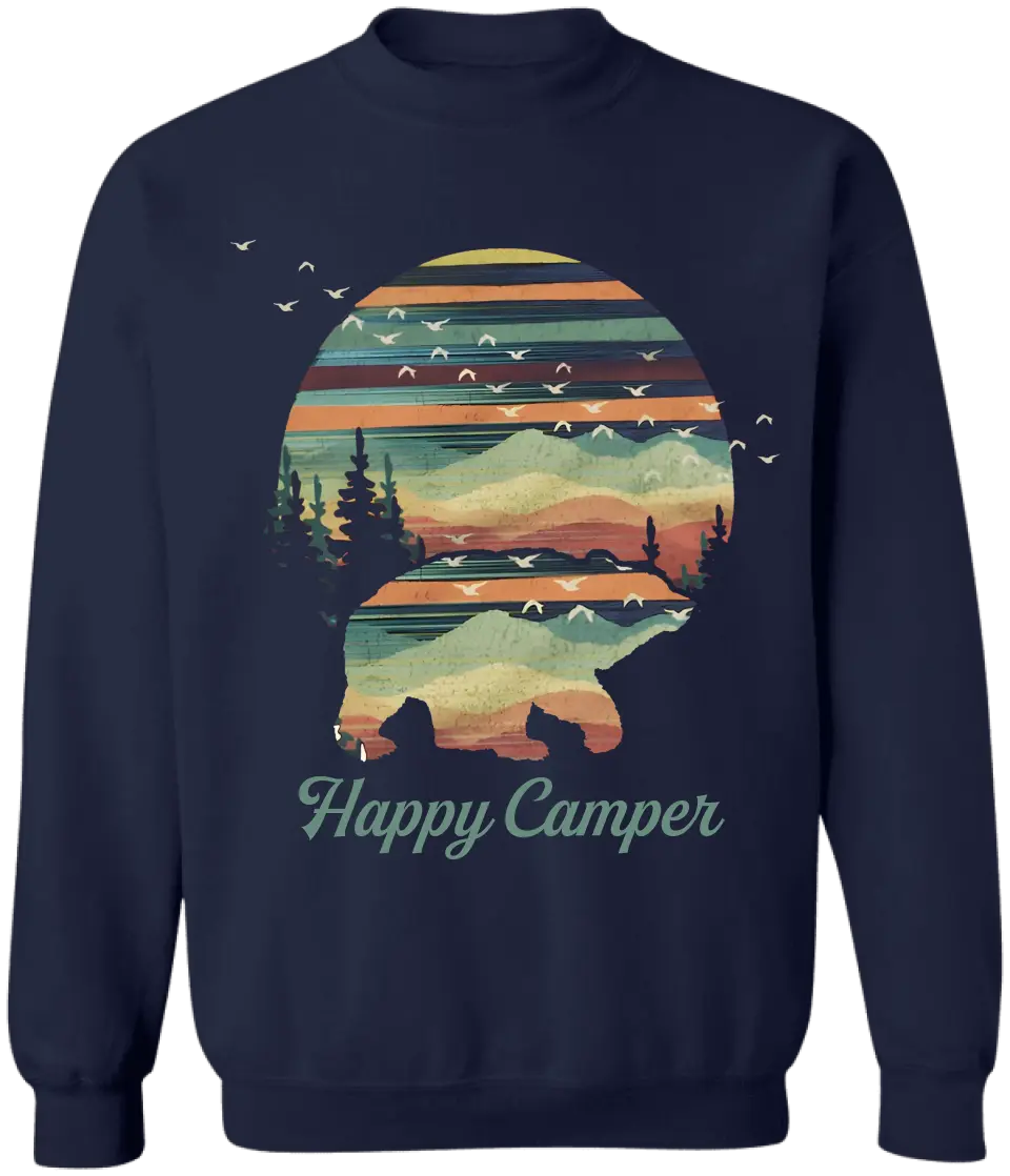 Camping Bear And Mountain Retro - Personalized T-Shirt, Gift For Camping Lovers - TS92AN