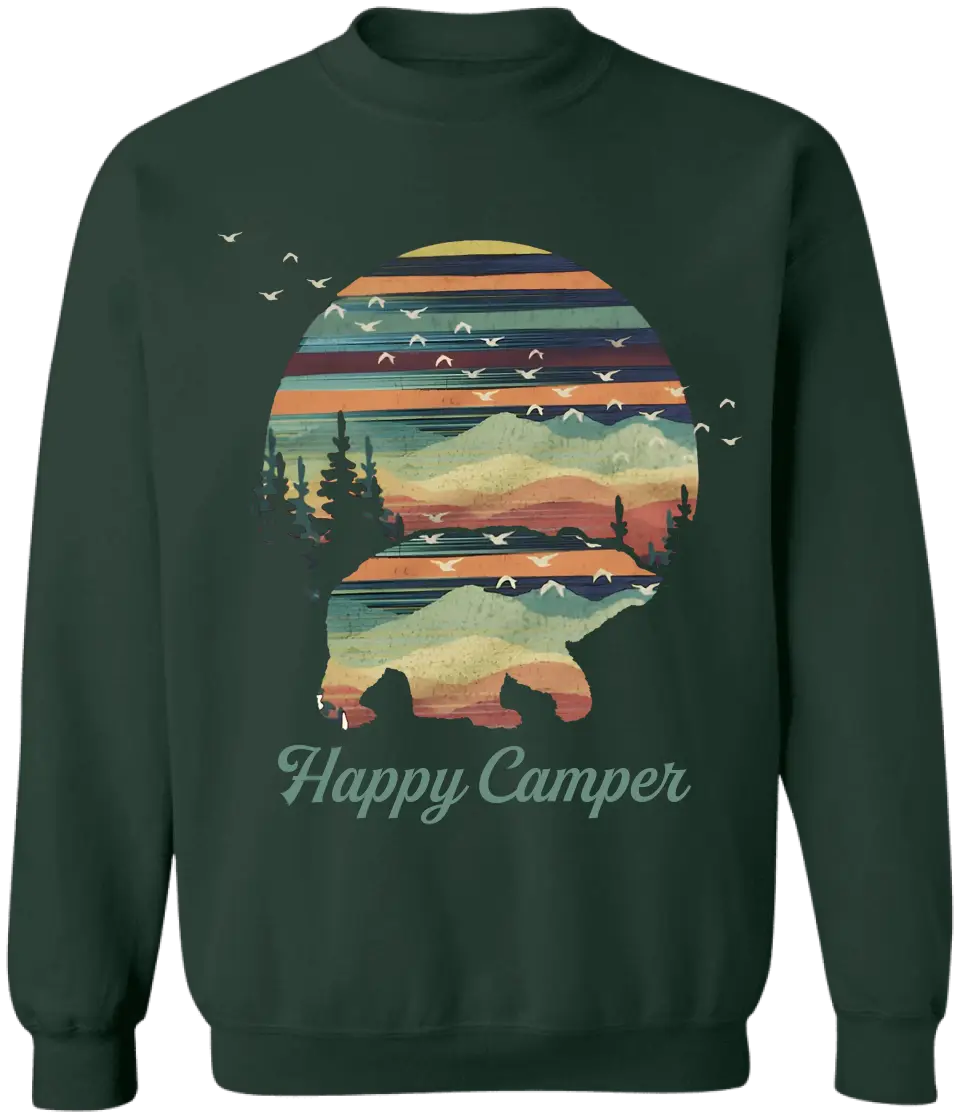 Camping Bear And Mountain Retro - Personalized T-Shirt, Gift For Camping Lovers - TS92AN