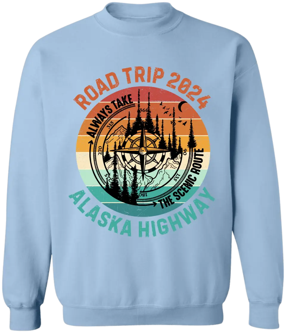 Road Trip 2024, Always Take The Scenic Route - Personalized T-Shirt, Gift For Camping Lovers - TS96AN