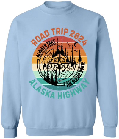 Road Trip 2024, Always Take The Scenic Route - Personalized T-Shirt, Gift For Camping Lovers - TS96AN