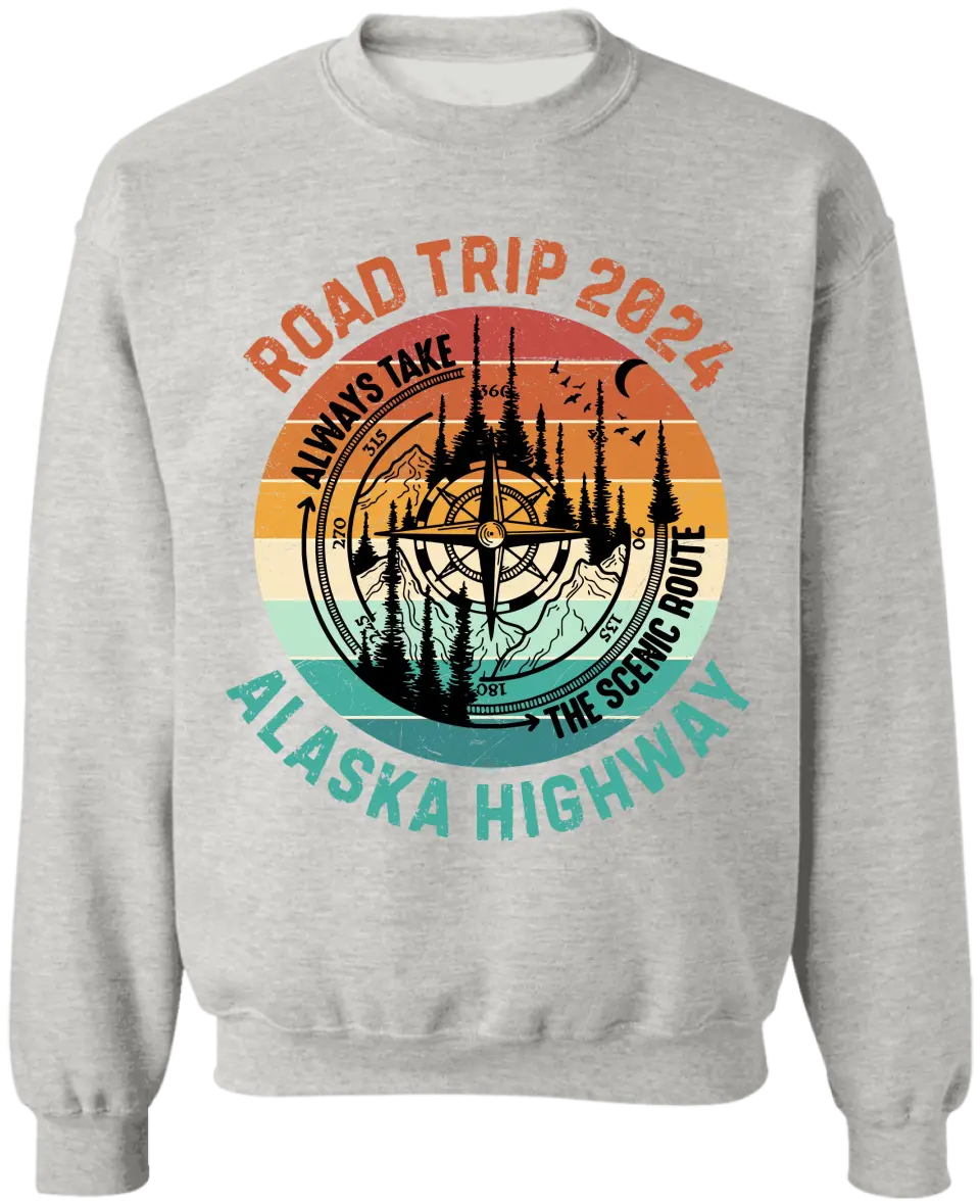 Road Trip 2024, Always Take The Scenic Route - Personalized T-Shirt, Gift For Camping Lovers - TS96AN