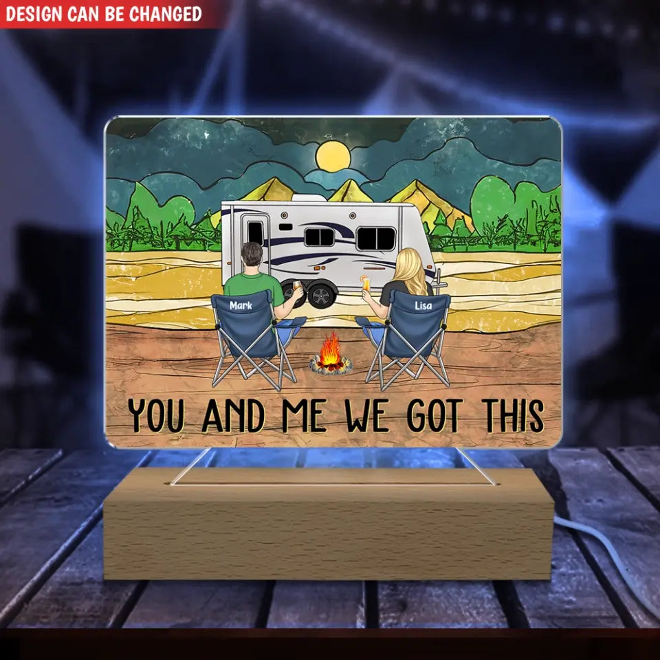 Husband And Wife Camping Partners For Life - Personalized Acrylic Night Light, Gift For Camping Lovers - L100AN