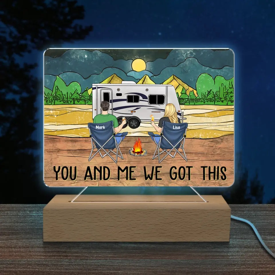 Husband And Wife Camping Partners For Life - Personalized Acrylic Night Light, Gift For Camping Lovers - L100AN