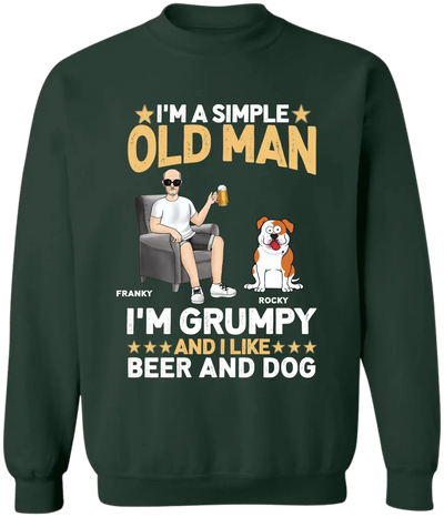 I'm A Simple Old Man I Like Beer And Dogs - Personalized T-Shirt - TS23UP