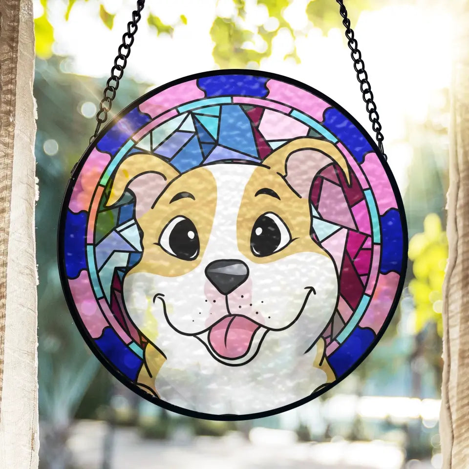 Custom Pet Memorial & Remembrances Gift - Personalized Window Hanging Stained Glass -WSG87TL