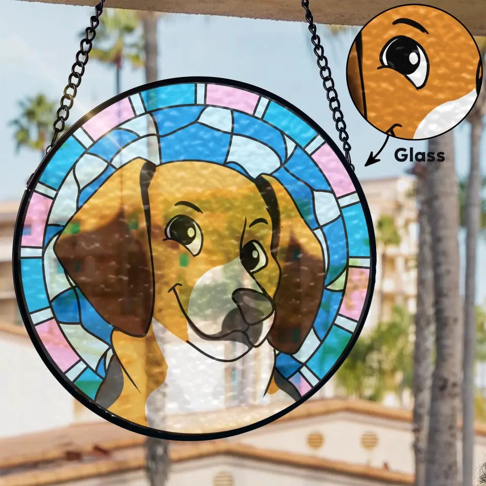 Custom Pet Memorial & Remembrances Gift - Personalized Window Hanging Stained Glass -WSG87TL
