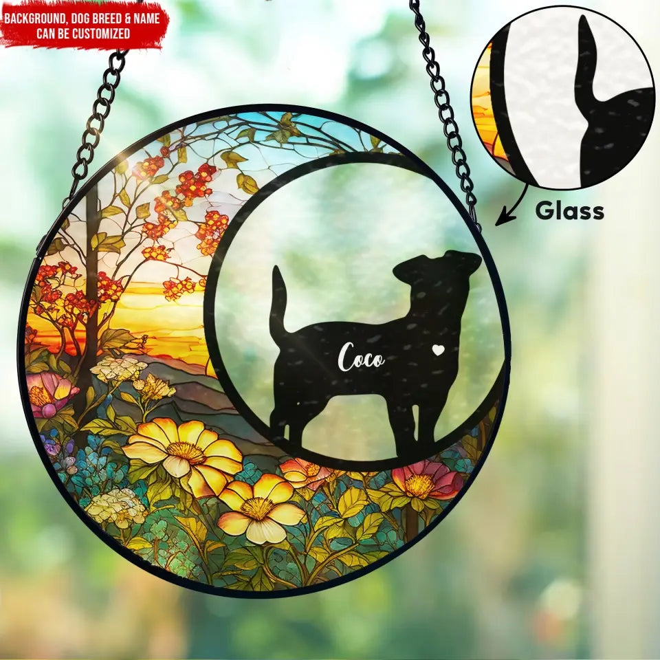 Loss of Pet - Personalized Window Stained Glass, Suncatcher Hanging, Gift For Dog Lover - WSG37UP