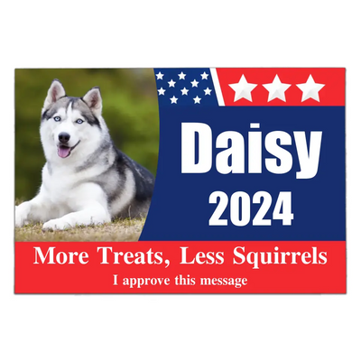 Custom Photo Vote For More Treats, Less Squirrels - Personalized Doormat, Funny Election Doormat - DM48UP