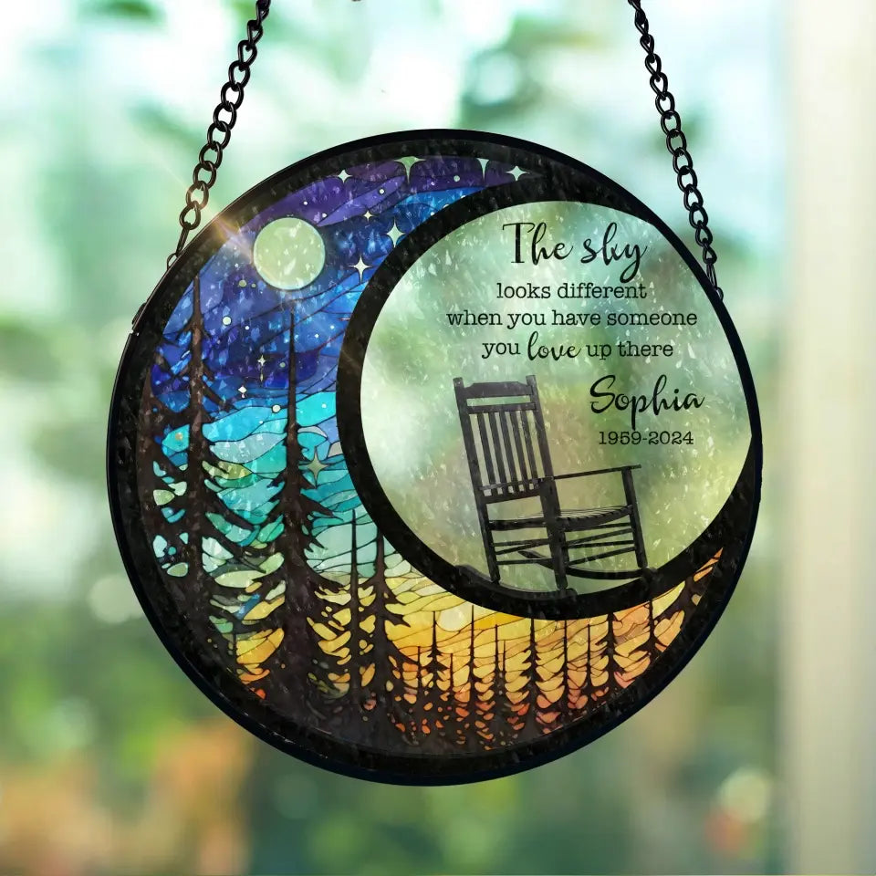 The Sky Looks Different When You Have Someone You Love Up There - Personalized Wind Stained Glass - WSG89TL