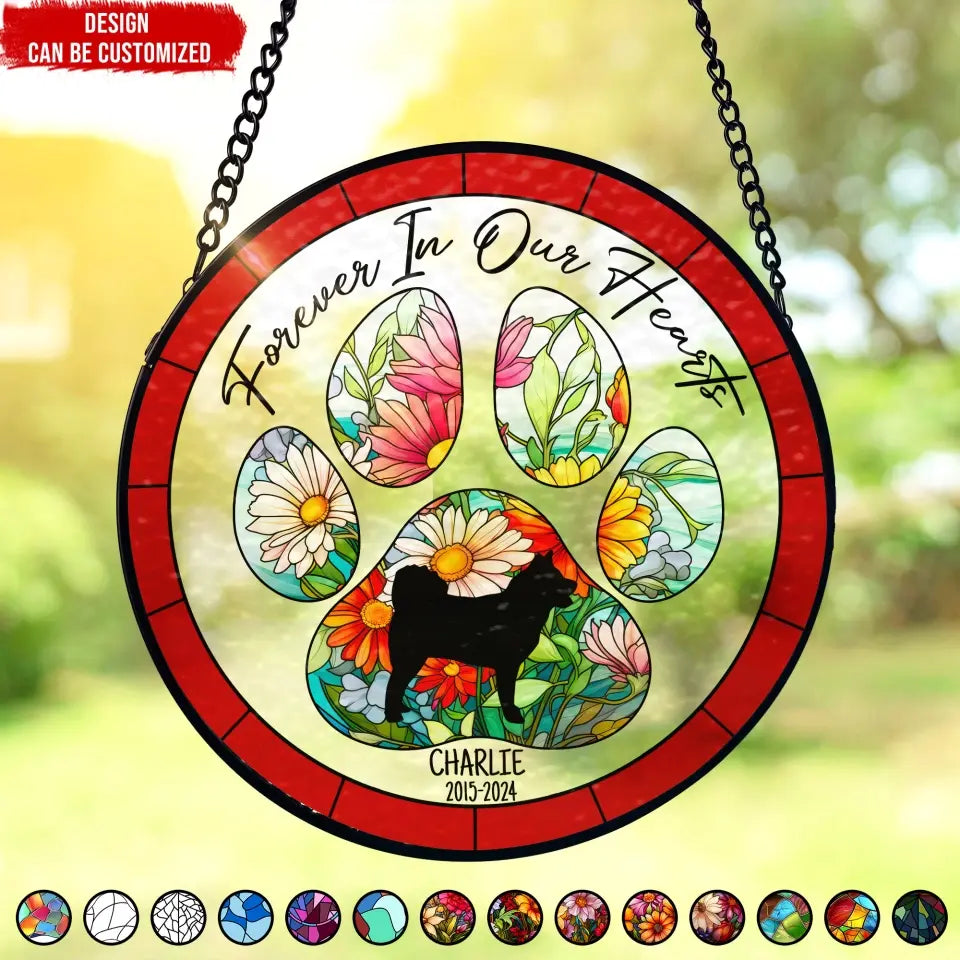 Forever In Our Hearts - Personalized Window Stained Glass, Hanging Suncatcher - WSG96TL