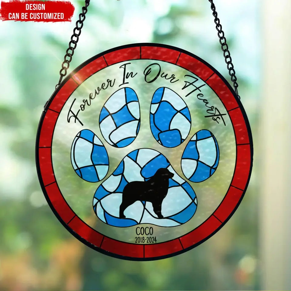 Forever In Our Hearts - Personalized Window Stained Glass, Hanging Suncatcher - WSG96TL