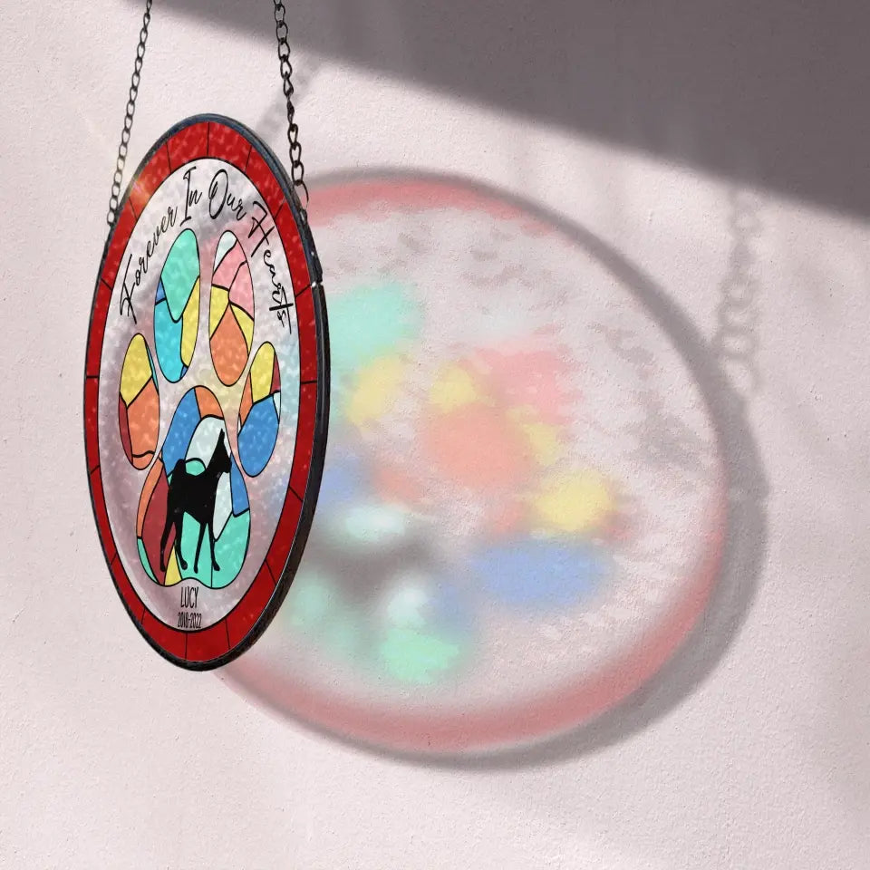 Forever In Our Hearts - Personalized Window Stained Glass, Hanging Suncatcher - WSG96TL