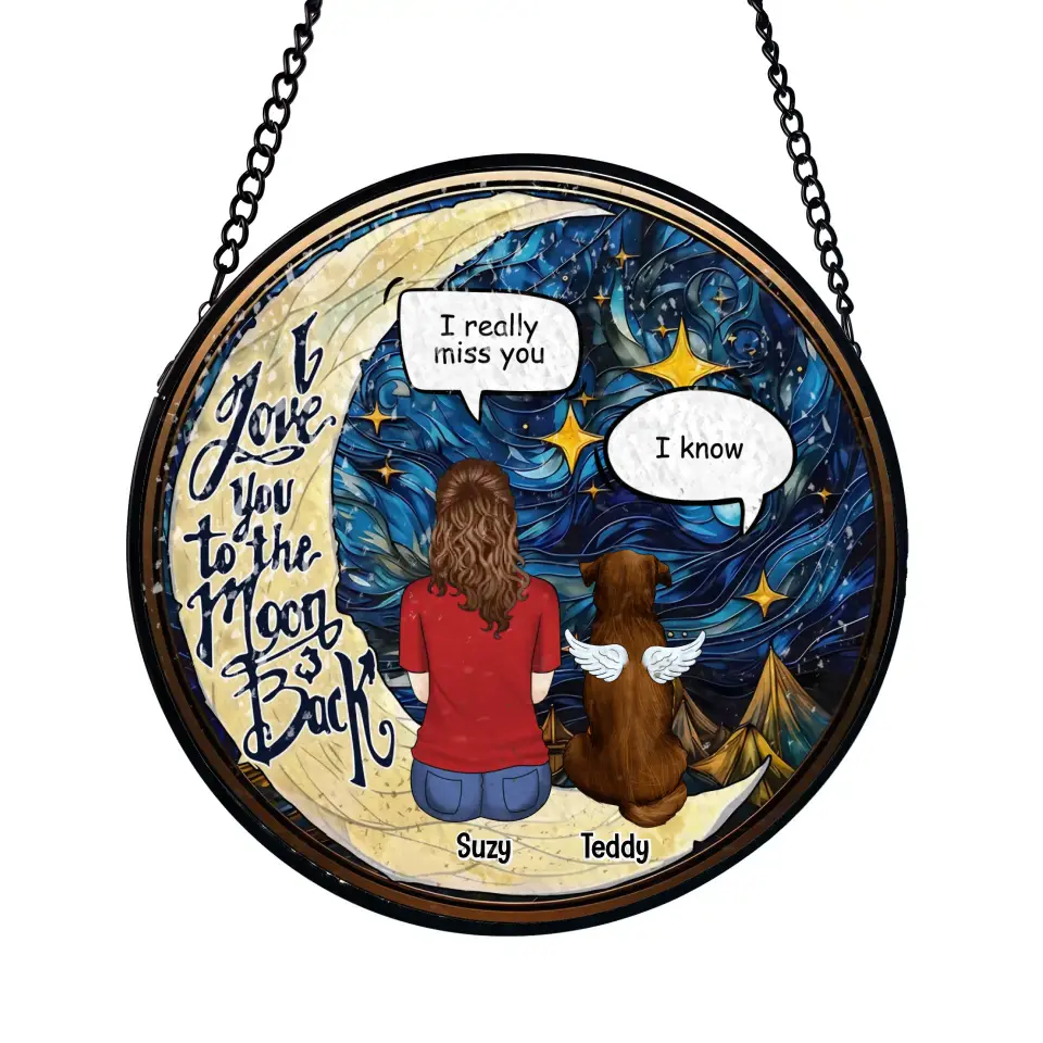 I Love You To The Moon &amp; Back - Personalized Window Stained Glass, Suncatcher Hanging - WSG88TL