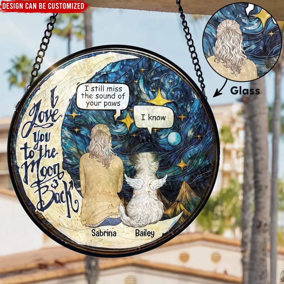 I Love You To The Moon & Back - Personalized Window Stained Glass, Suncatcher Hanging - WSG88TL