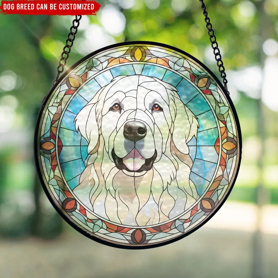 Dog & Cat Breeds Custom Portrait - Personalized Window Stained Glass, Suncatcher Hanging, Gift For Pet Lovers - WSG36UP