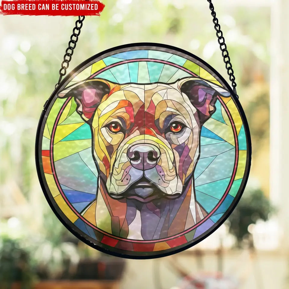 Dog & Cat Breeds Custom Portrait - Personalized Window Stained Glass, Suncatcher Hanging, Gift For Pet Lovers - WSG36UP