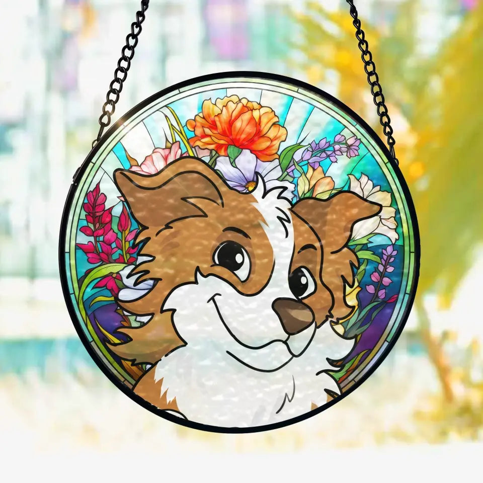 Custom Pet Memorial & Remembrances Gift - Personalized Window Hanging Stained Glass -WSG87TL