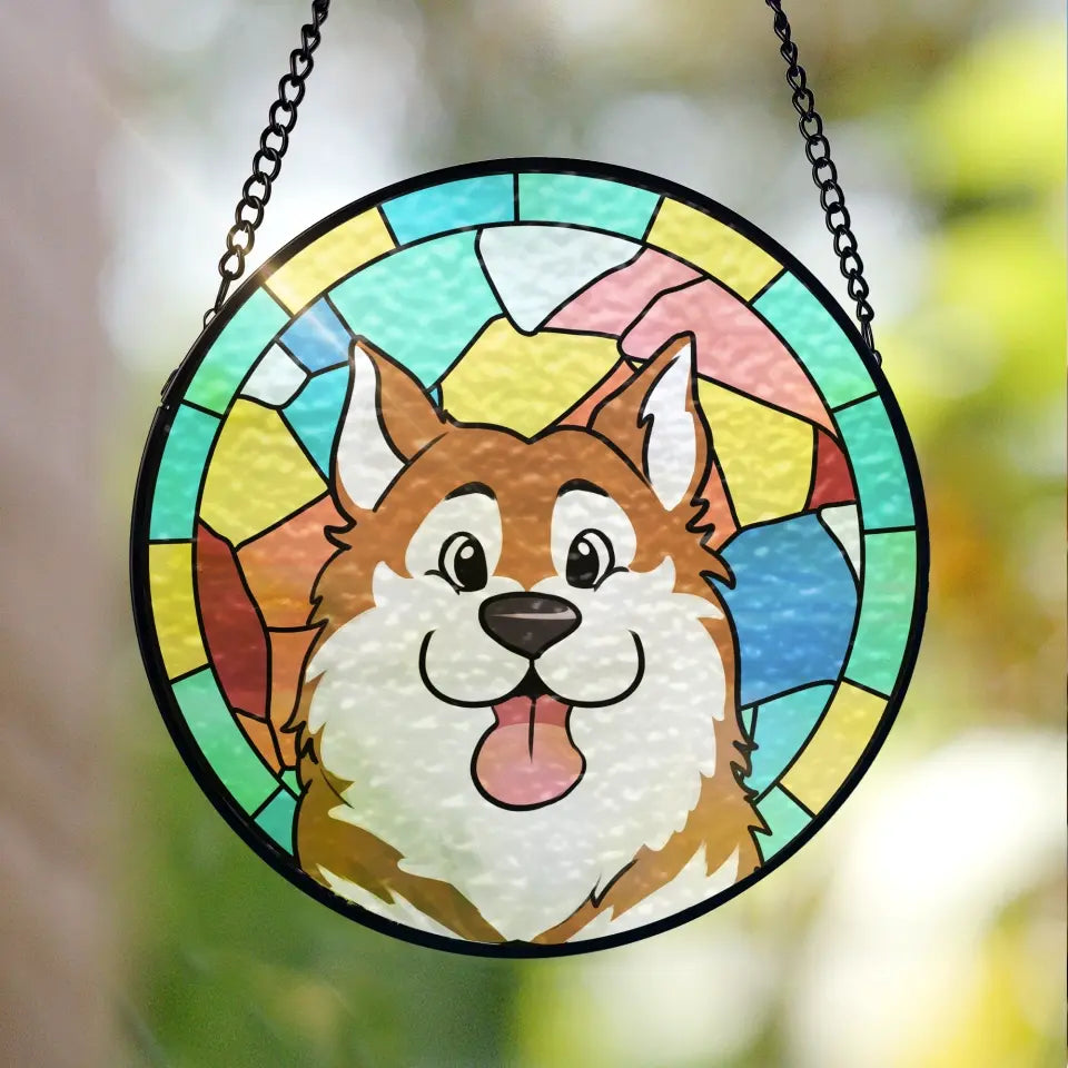 Custom Pet Memorial & Remembrances Gift - Personalized Window Hanging Stained Glass -WSG87TL