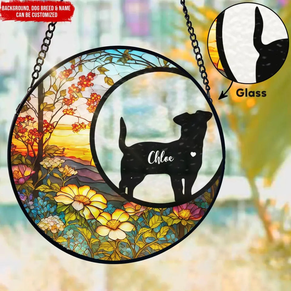 Loss of Pet - Personalized Window Stained Glass, Suncatcher Hanging, Gift For Dog Lover - WSG37UP